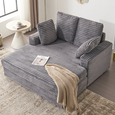 Chaise longue d'intérieur en velours côtelé de 54 pouces de largeur