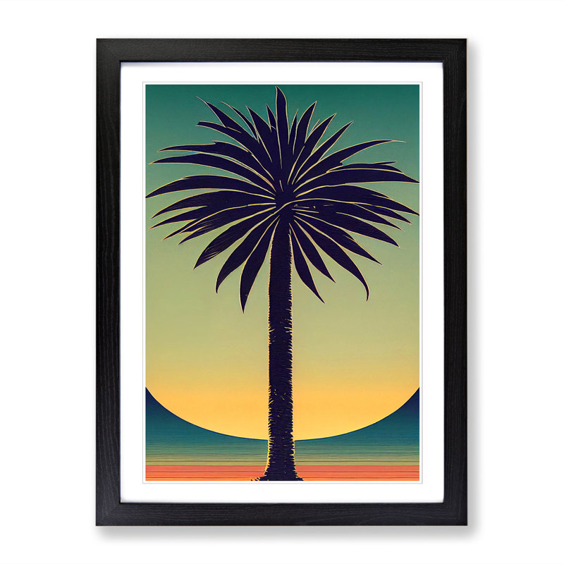 CAN-V0523-1691X Palm Tree Art Nouveau - Wrapped Canvas Print, Black, 64cm H x 46cm W x 2cm D