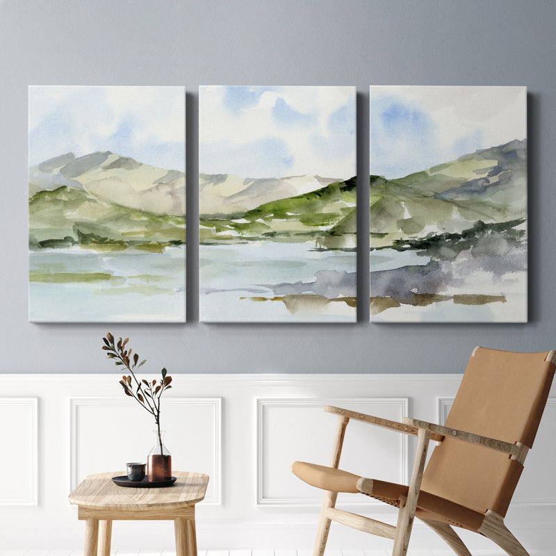 Serene Mountains I - Toile tendue avec châssis de qualité supérieure - Prêt à être accroché, H 48 po x l 96 po x P 1 po