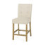 Ensemble de 2 tabourets de comptoir capitonnés contemporains en tissu, boutons, 26 po, beige-2137270632-2137270634
