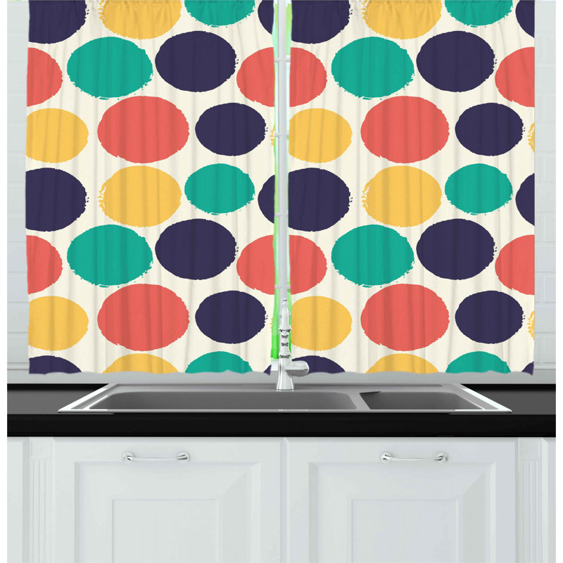 Polka Dots Pointed Kitchen Curtain