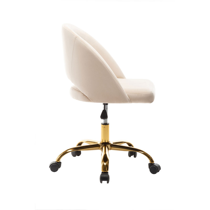 Wade Logan Shauna Velvet Office Chair, Creamy White