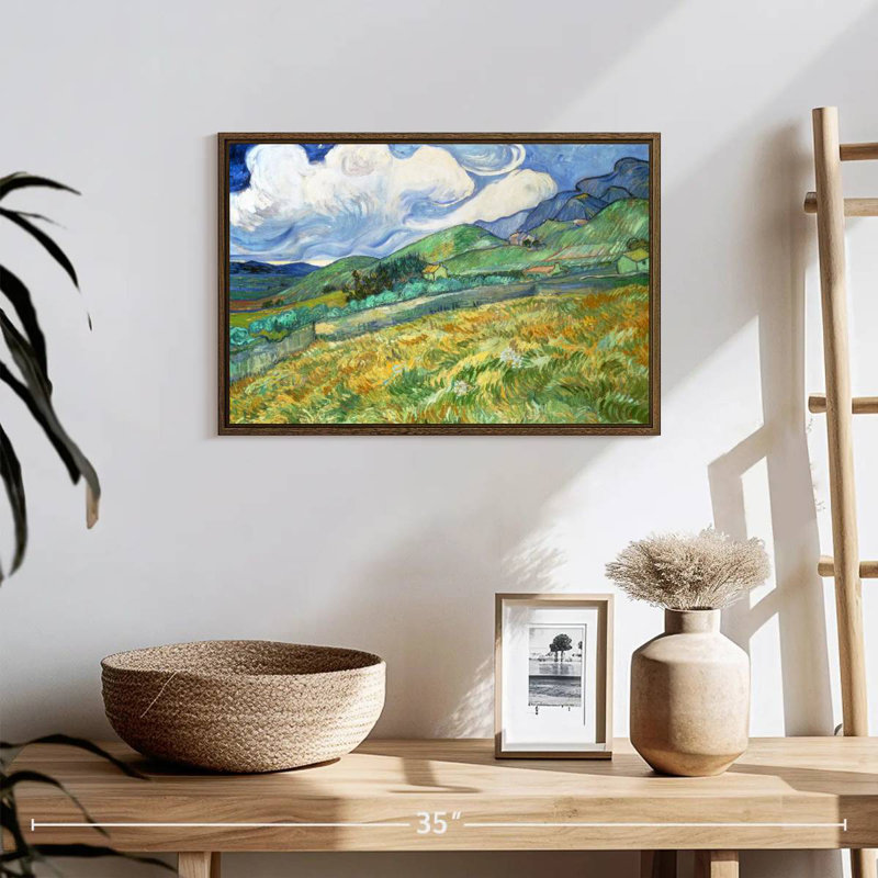 Paysage de Saint Remy, 19 po x 13 po, Cadre flottant en noyer