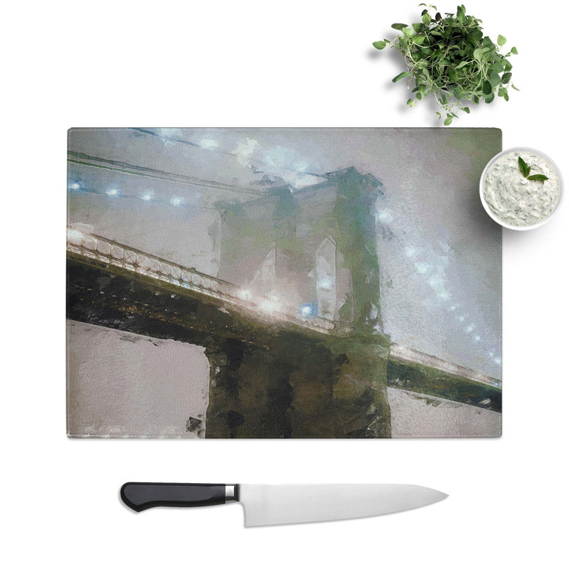 Glass Lights of Brooklyn Bridge in Abstract Chopping Board, 39 cm W x 28.5 cm L