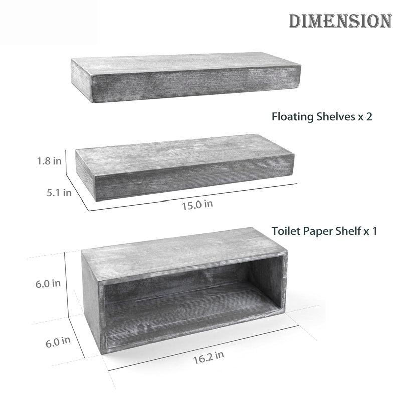 Solid Wood Over The Toilet Storage, Gray
