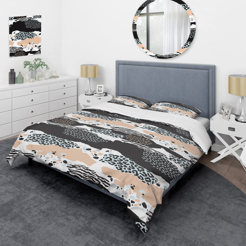 Motif abstrait d'animaux - Ensemble de housse de couette animaux - Microfibre de polyester