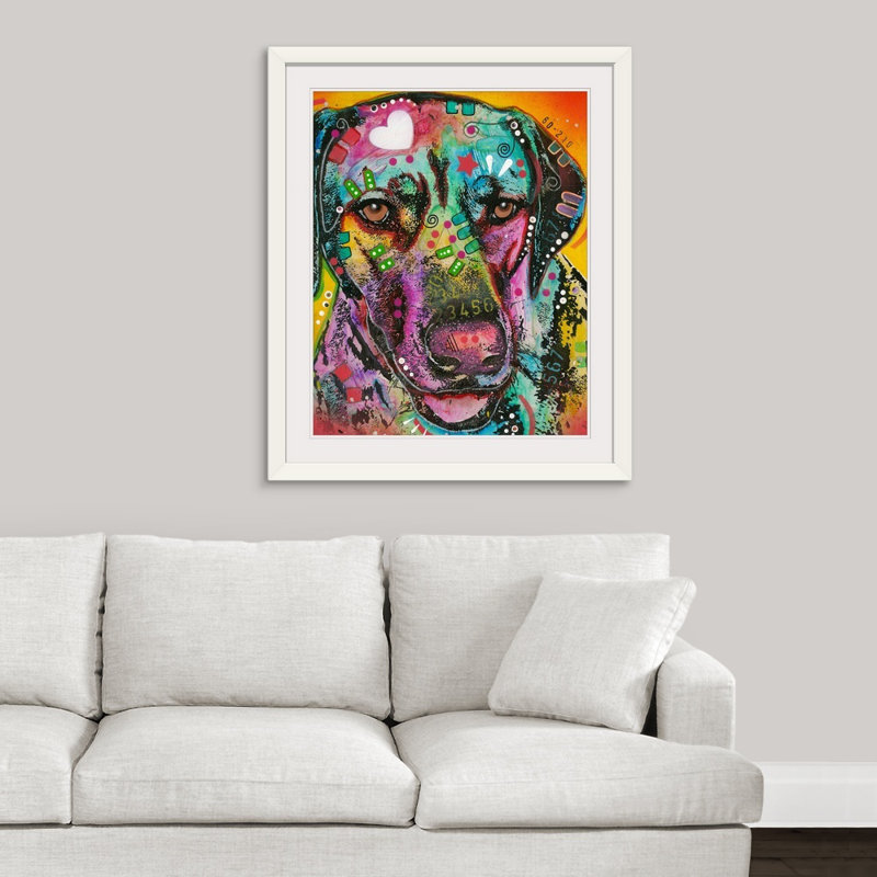 « dog art 16 », reproduction d’impression, H 38 po x l 32 po x P 1 po, Cadre blanc