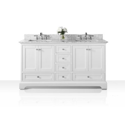 Varna 66'' Double Bathroom Vanity with Carrara Marble Top