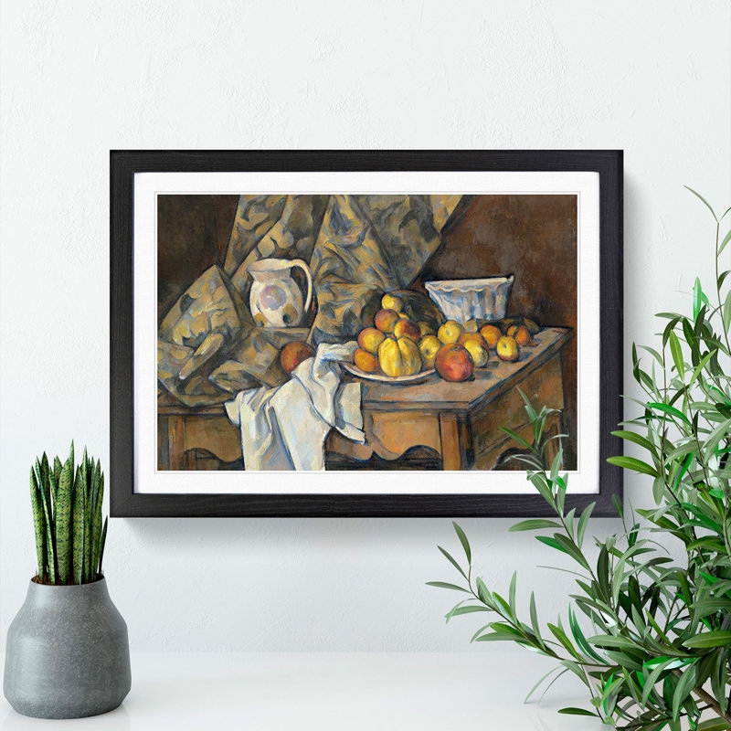 Still Life with Apples and Peaches by Paul Cezanne - Picture Frame Painting, Black, 48cm H x 65cm W x 2cm D