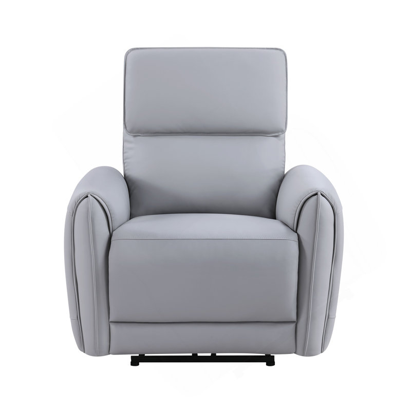 Jeromie Gray Synthetic Leather Power Motion Recliner W/USB Port