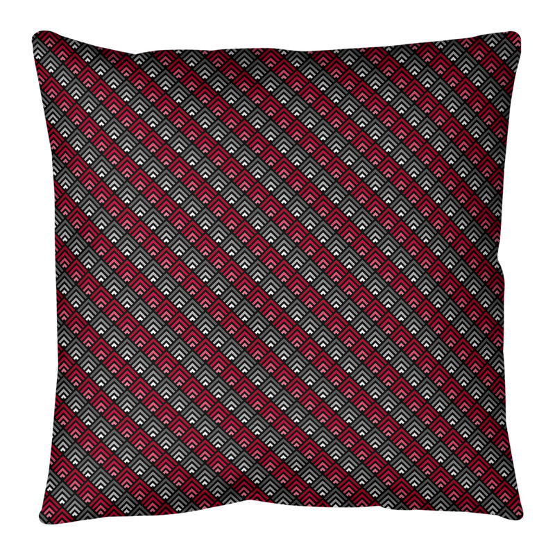 Coussin décoratif géométrique, H 18 po x l 18 po, Rouge / gris foncé, Duvet synthétique