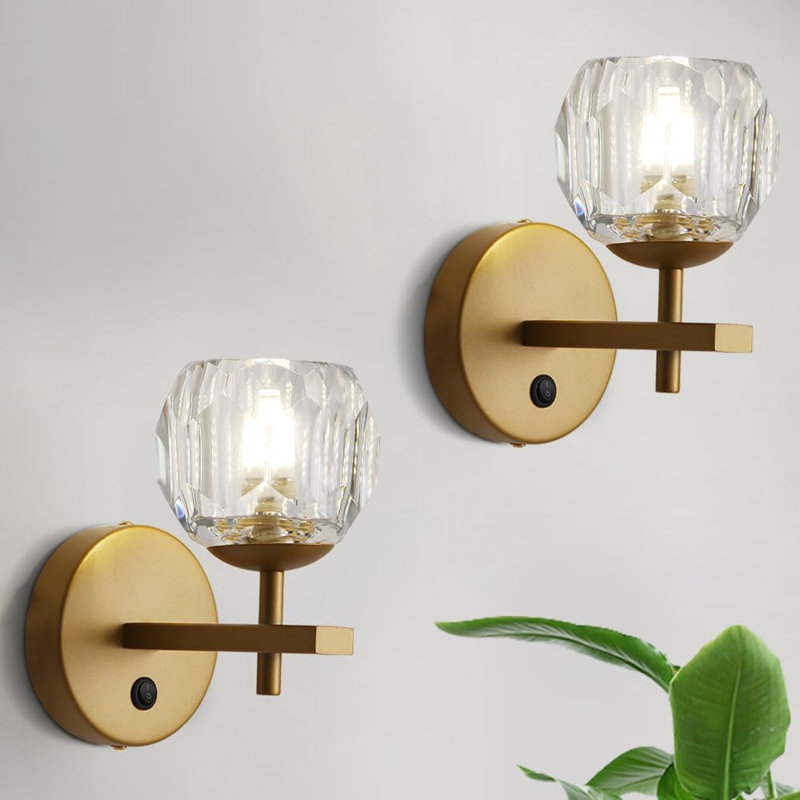 Modern Crystal Wall Sconces With K9 Crystal Shades, Luxury Vanity Wall Light Fixtures For Living Room, Bathroom, Hallway, Bedroom, And Mirror Sides