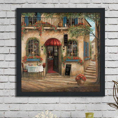 Centro Piazza Cafe' Framed Oil Painting Print -  Fleur De Lis Living, D261D12D07FD4B319EB08509B25F1862