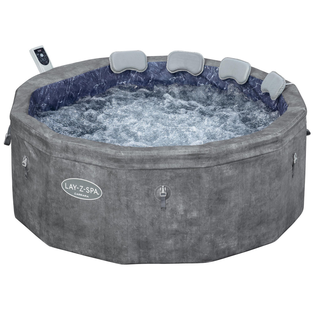 Lay-Z-Spa Carrara 6 Person Portable Hot Tub - Grey ThermaCore AirJet Spa - Image 4