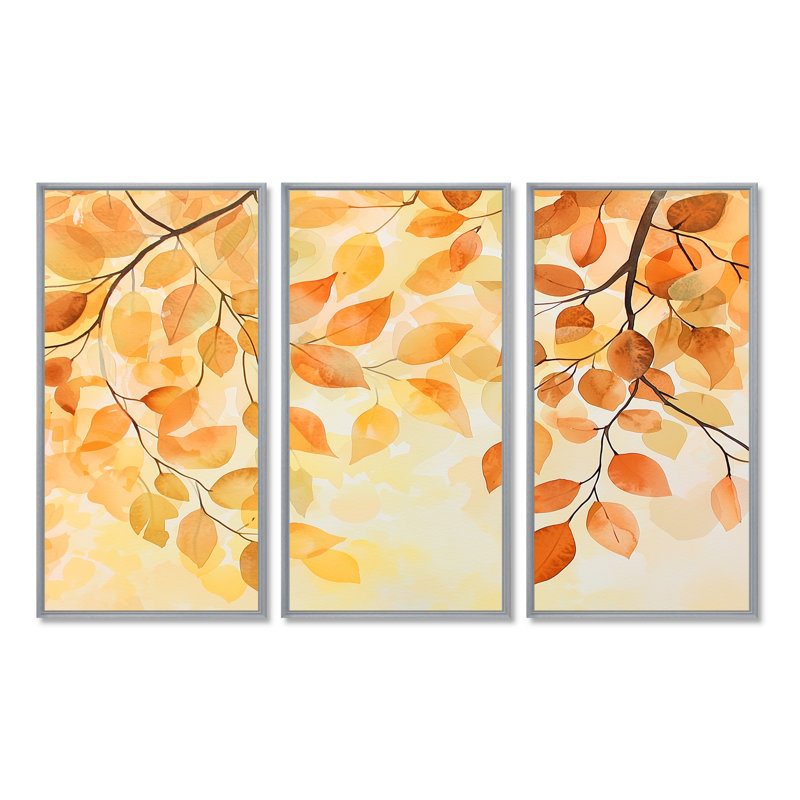Feuilles d'automne au Canada IV - Ensemble d'art mural feuilles, H 28 po x l 36 po, Reproduction avec cadre flottant