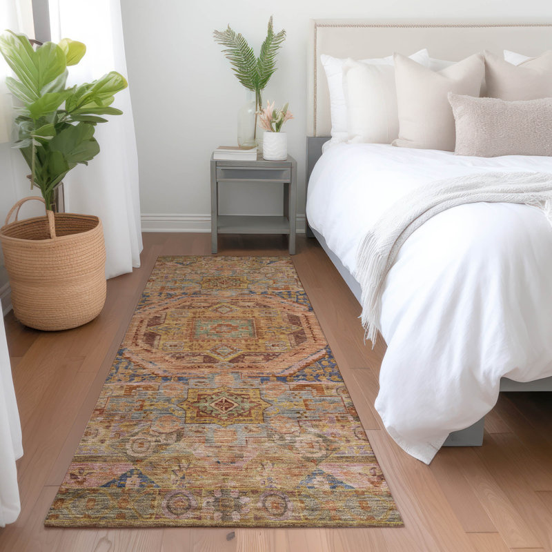 Tapis paprika Xhevrie intérieur / extérieur lavable à la machine, Tapis de couloir 2 pi 3 po x 7 pi 6 po