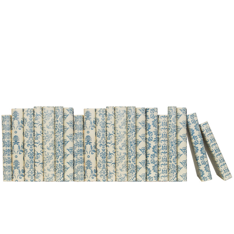 Blue Damask Wrapped: Color By The Foot, Blue Cream