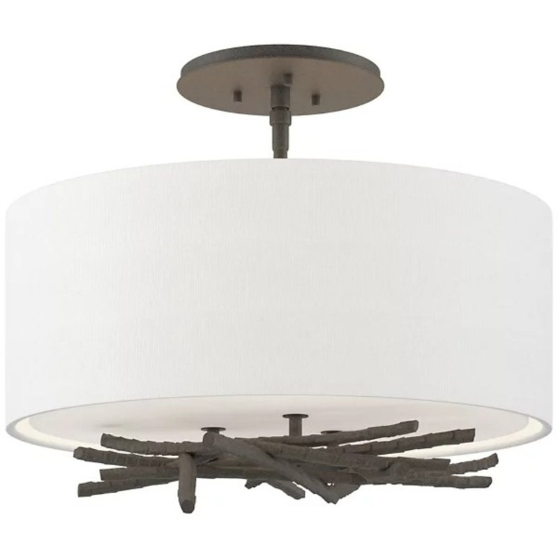 Brindille 3 - Light Semi Flush Mount, Flax, Natural Iron