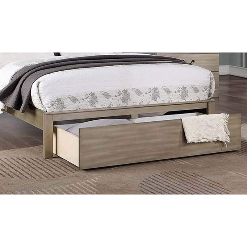 Rustic Two-Panel California King Bed with Rectangular Footboard and Drawer