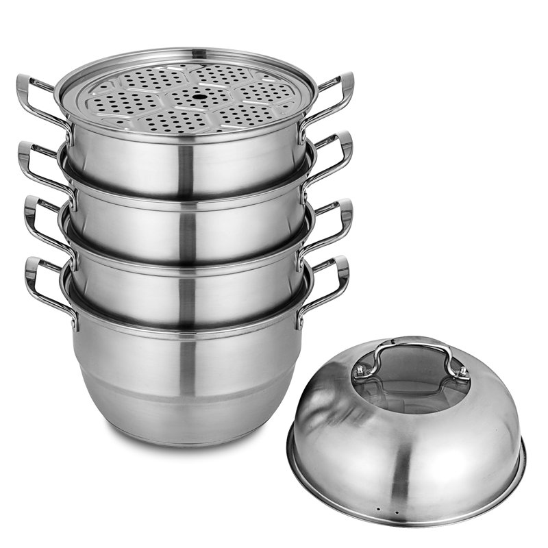 VEVOR 5-Tier Stainless Steel Food Steamer Set with Glass Lid