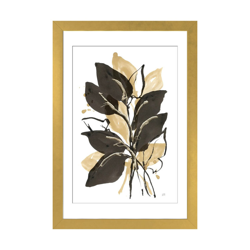 Natural Leaves II, Gold Open Corner Frame Paper, 32" H x 24" W x 1" D