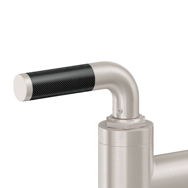 Bridge Kitchen Faucet - Arc Spout, Without Side Spray, Carbon Fiber Lever, Satin Nickel