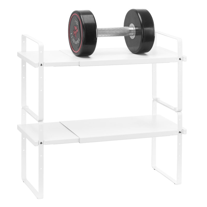 2 Tier Steel Kitchen Storage Shelf With Adjustable Height, Expandable Width, Stackable Design For Organization And Space Optimization Optimal Use