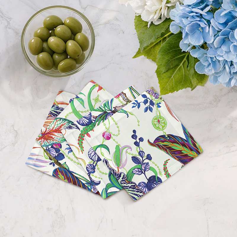 Amazonia Cotton Sateen Cocktail Napkins, Classic