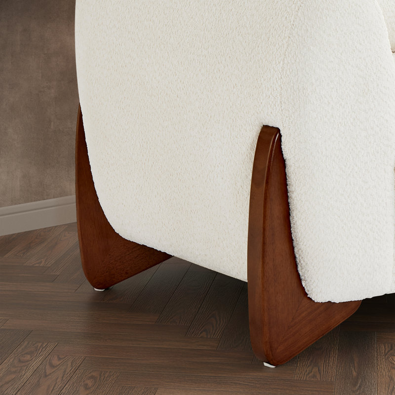 Canapé rembourré avec pieds en bois, Blanc