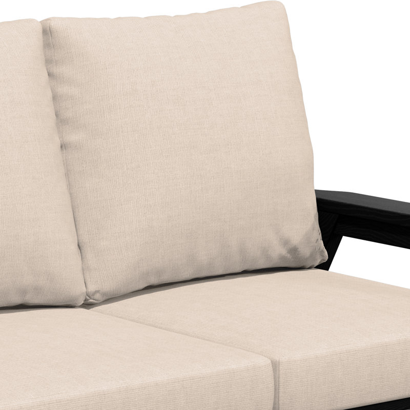 Ensemble de conversation pour 5 personnes en aluminium avec finition grain de bois, coussin résistant aux intempéries et 2 tables