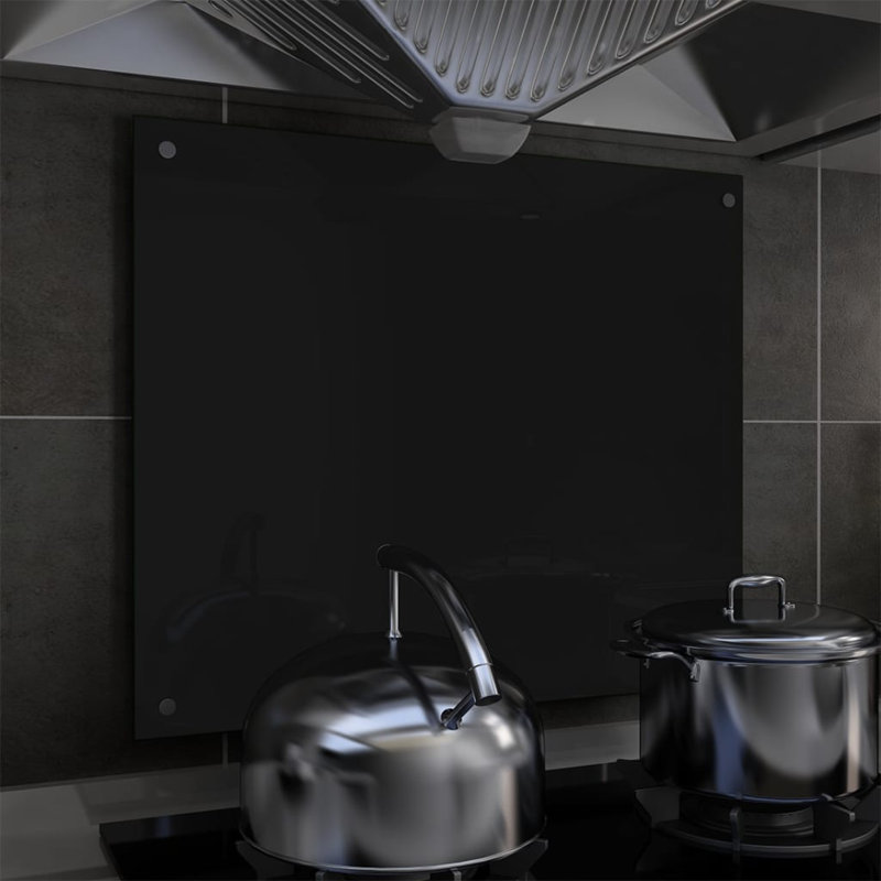 Howes 60cm W x 70cm L Glass Peel and Stick Field Tile, Black