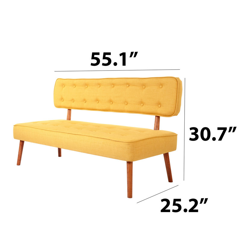 Polyester Upholstered Bench, Yellow