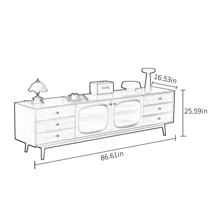Meuble télé style rétro en bois massif, 86.61"