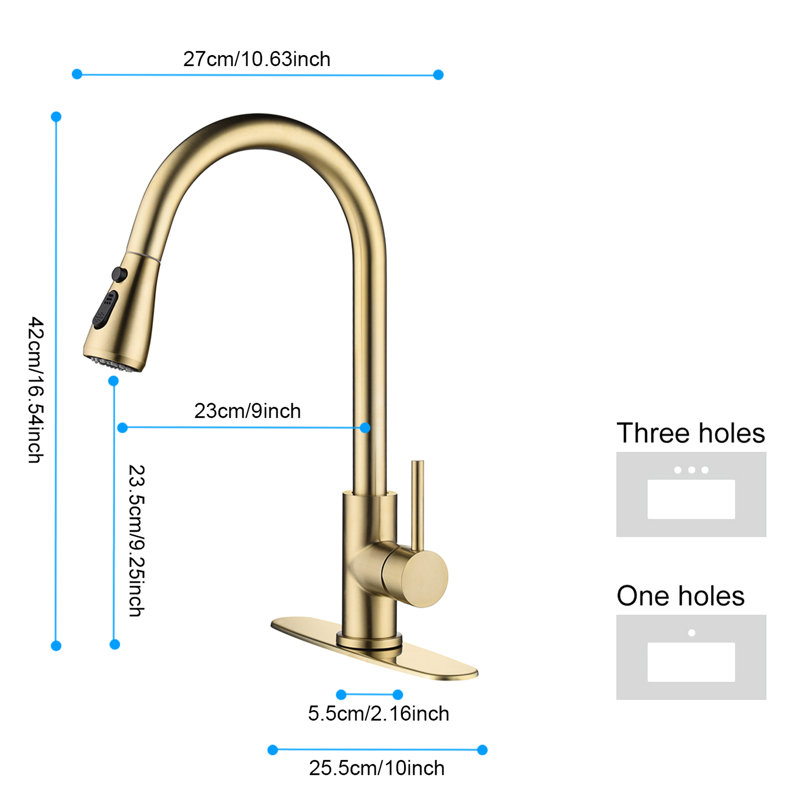 Kitchen Pull Out Spray Faucet, Brushed Gold Twinkling, Stainless Steel Expertise, 360 Rotating Prominent Nozzle, Corrosion And Rust Backed, Single Handle Scrutinized Faucet In Style, Sturdiness,