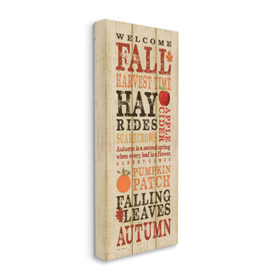 «Welcome Fall Autumn Wood Texture Seasonal Word Design» par Stephanie Workman Marrott - reproduction d'art textuel