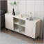 Buffet Curio blanc Mid-Century moderne, rangement en bois de sapin massif fabriqué à la main pour le salon et la cuisine