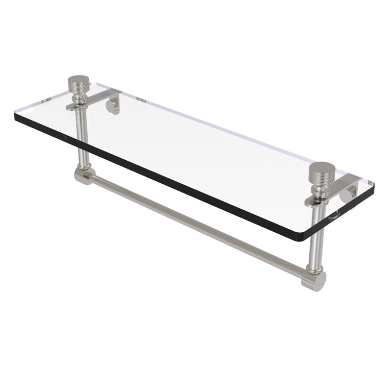 Ballenas Bracket Shelf with Towel Bar, Satin Nickel, 5' H x 16' W x 5' D