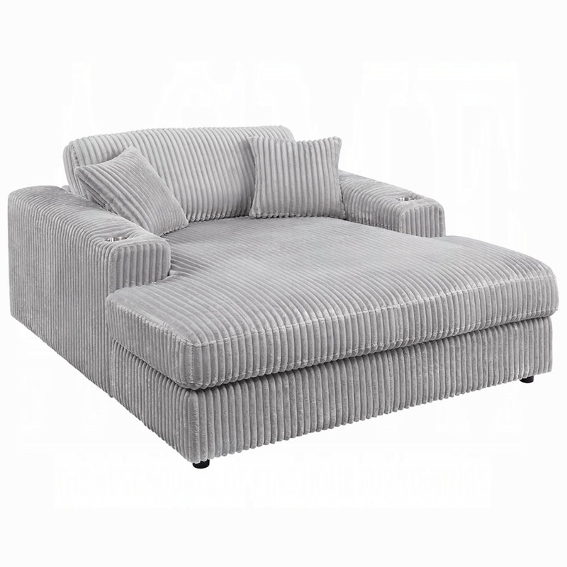 Méridienne Hilde avec 2 coussins, Gris clair