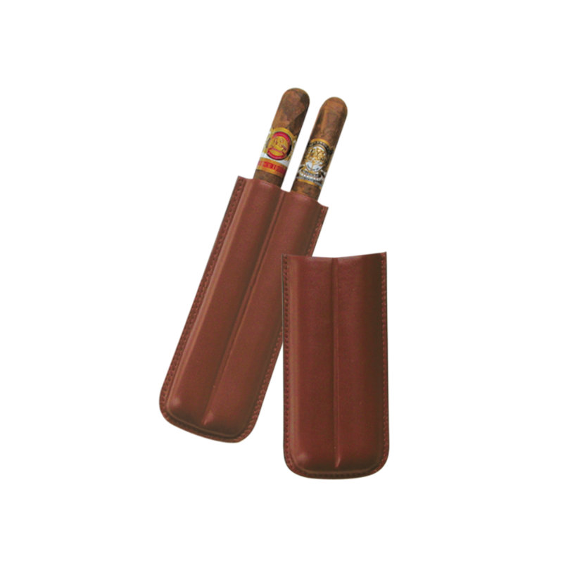 54+ Black Leather Cigar Holder Big Easy 2Ct-9281BK, Brown