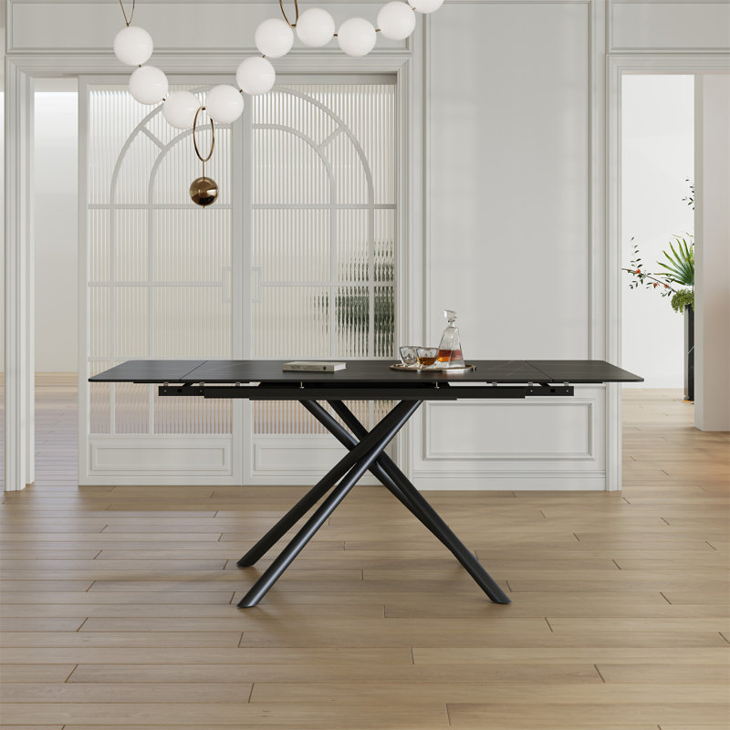 Retractable Sintered Stone Dining Table (Table Only), Black