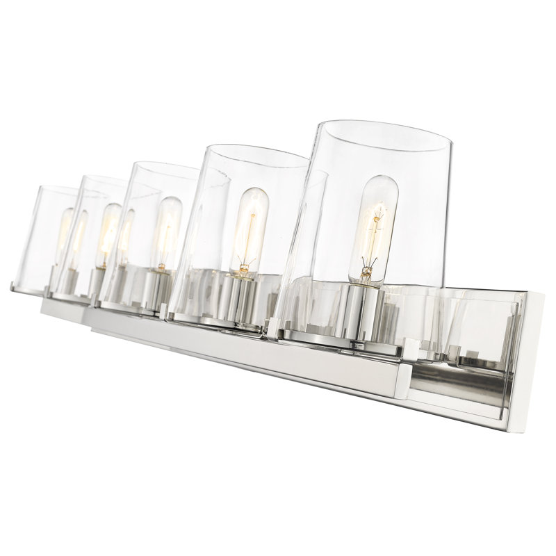 Éclairage pour salle de bain à intensité variable 5 lumières Ahmaud, Nickel poli