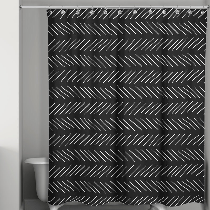 Rideau de douche géométrique simple, Noir