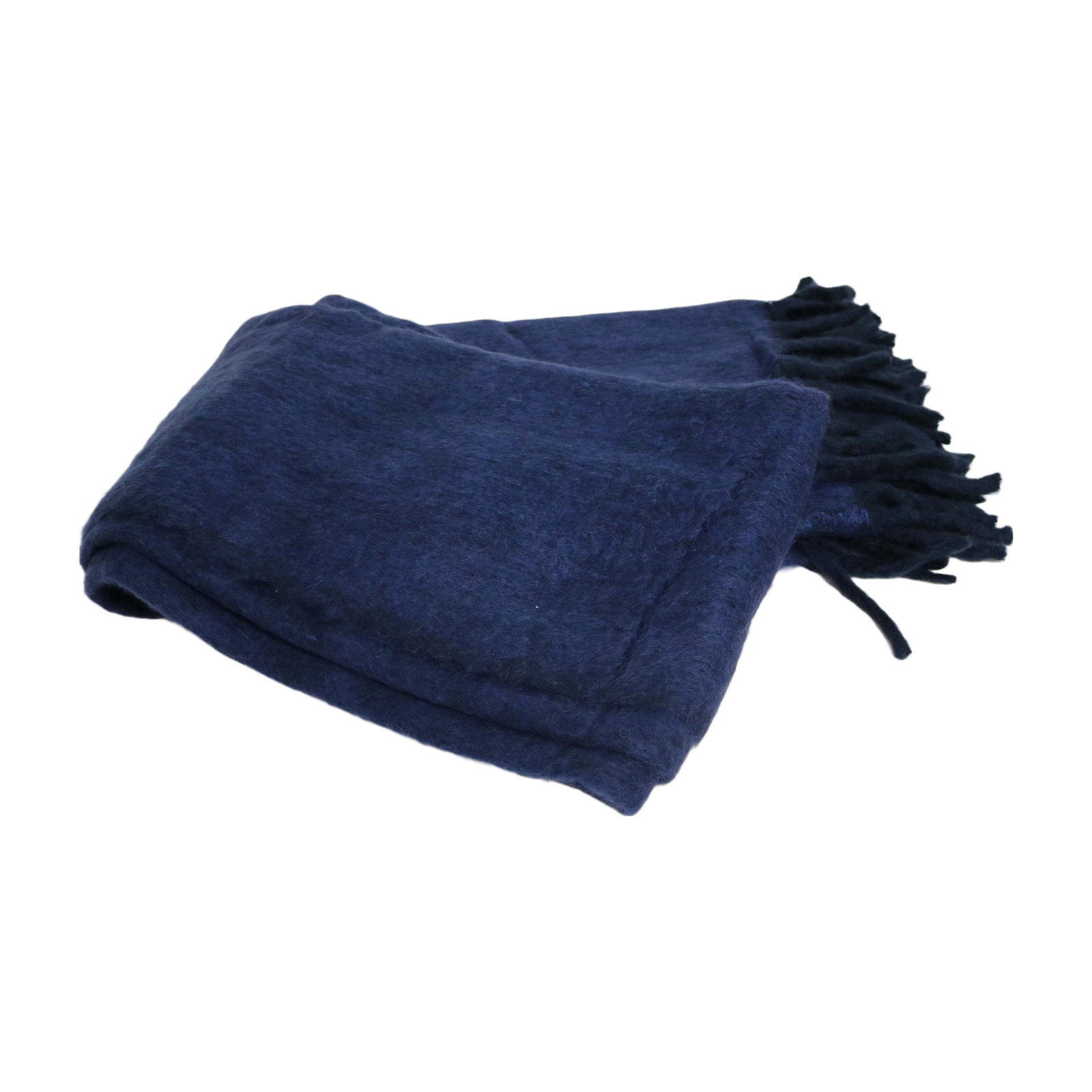 Hidalgo 100% Wool Hand Woven Throw Blanket, Blue, 2.9