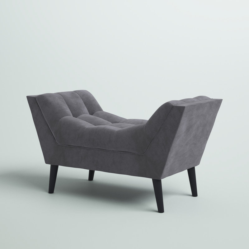 Hannum Velvet Upholstered Bench, Dark Grey