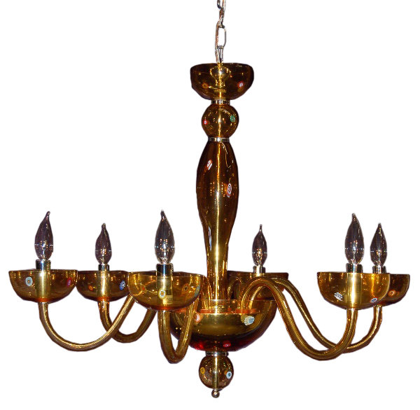 Lustree 6 lumières façon bougie/classique Frederick, Ambre