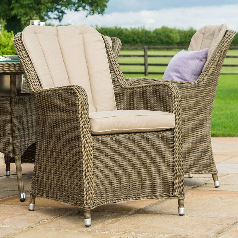 Lotta 4 Seat Round Dining Set with Venice Chairs, Natural, Beige