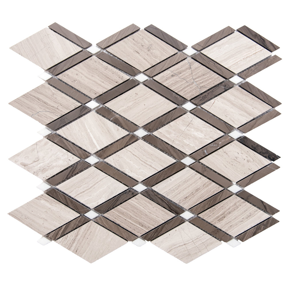 Santorini 13.75" x 13.88" Diamante Marble Grid Mosaic Wall Tile The Tile Life 