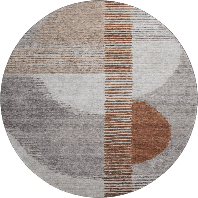 Premium Machine Washable Ariel Geometric Rug, Round 8'