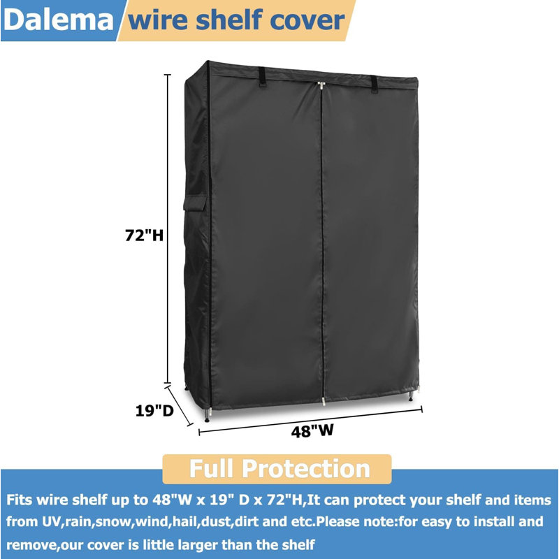 Housse de rangement résistante à l'eau et à la poussière 600D pour tablettes en fil métallique avec panneau avant en PVC transparent et accès à fermeture à glissière