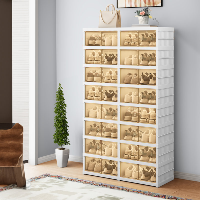 Armoire de rangement à chaussures empilable 32 paires pour entrée, chambre à coucher